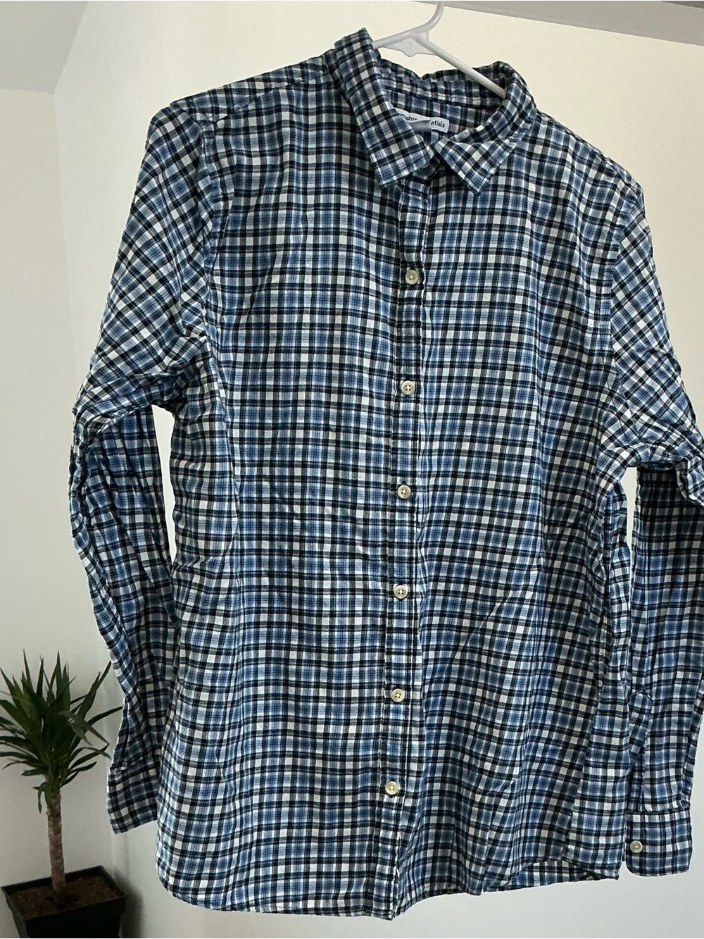 Amazon Essentials Blue Plaid Button-Down Shirt